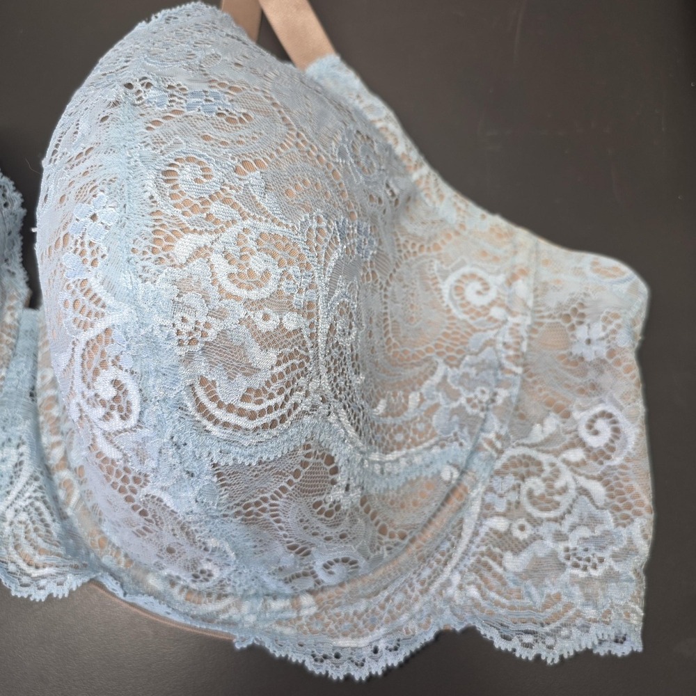 Third Love 24/7 Lace Balconette Bra Womens 44C Blue Lightly Lined Underwire - Picture 4 of 9